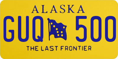 AK license plate GUQ500