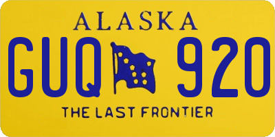 AK license plate GUQ920
