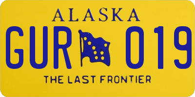 AK license plate GUR019