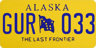 AK license plate GUR033