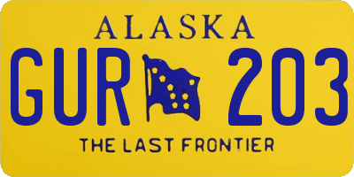 AK license plate GUR203