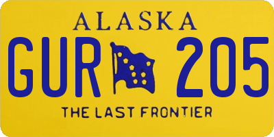 AK license plate GUR205