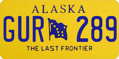 AK license plate GUR289