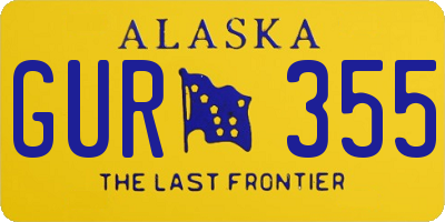 AK license plate GUR355