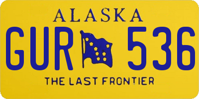 AK license plate GUR536