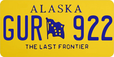 AK license plate GUR922