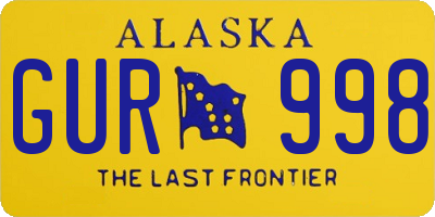 AK license plate GUR998