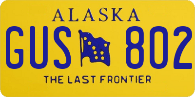 AK license plate GUS802