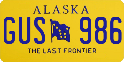 AK license plate GUS986