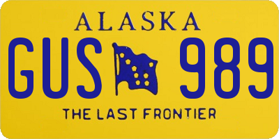 AK license plate GUS989