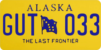 AK license plate GUT033