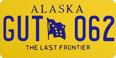 AK license plate GUT062