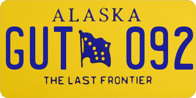 AK license plate GUT092
