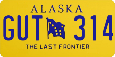 AK license plate GUT314