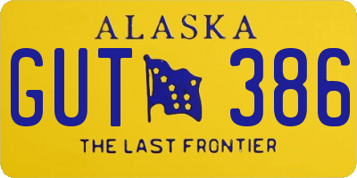 AK license plate GUT386