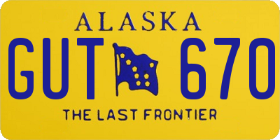 AK license plate GUT670