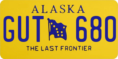 AK license plate GUT680