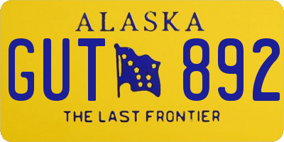 AK license plate GUT892