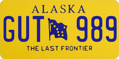 AK license plate GUT989