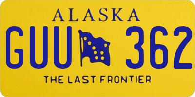 AK license plate GUU362