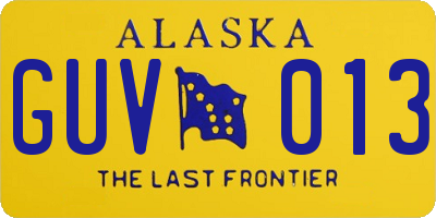 AK license plate GUV013