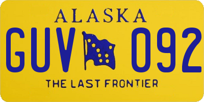 AK license plate GUV092