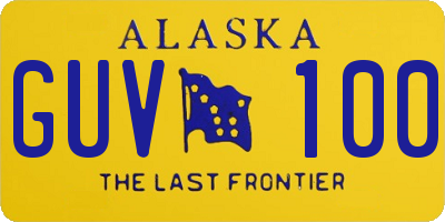 AK license plate GUV100