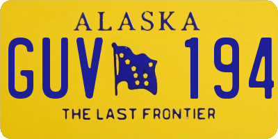 AK license plate GUV194