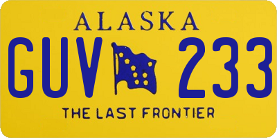 AK license plate GUV233