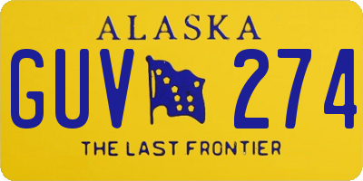 AK license plate GUV274