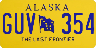 AK license plate GUV354