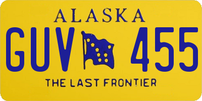 AK license plate GUV455