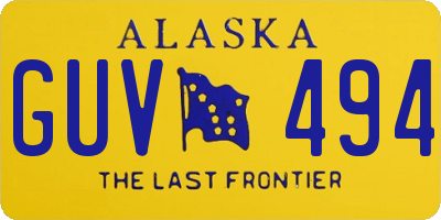 AK license plate GUV494