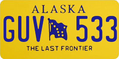 AK license plate GUV533