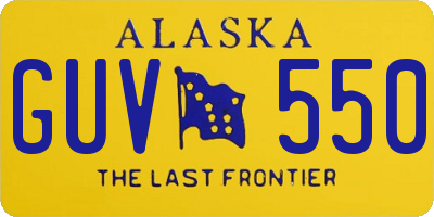 AK license plate GUV550