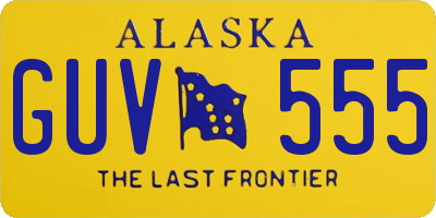 AK license plate GUV555