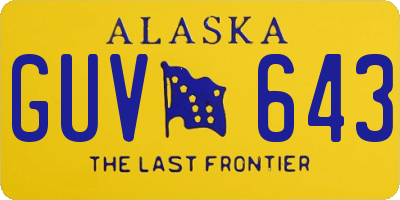 AK license plate GUV643