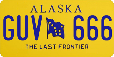 AK license plate GUV666