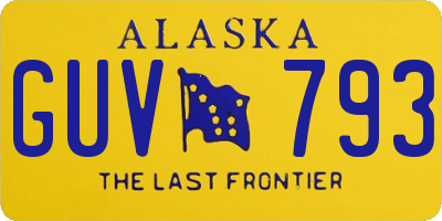AK license plate GUV793
