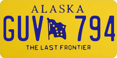 AK license plate GUV794