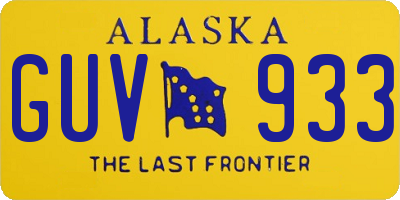 AK license plate GUV933