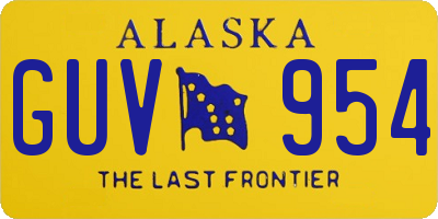 AK license plate GUV954