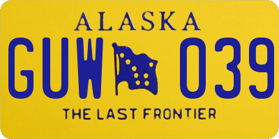 AK license plate GUW039