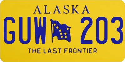 AK license plate GUW203