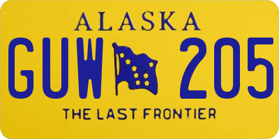 AK license plate GUW205
