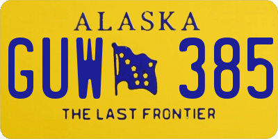 AK license plate GUW385