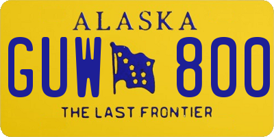 AK license plate GUW800