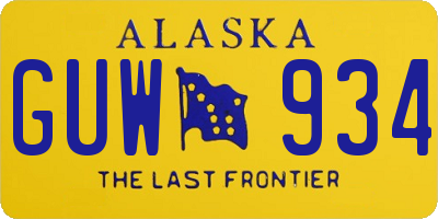 AK license plate GUW934