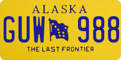 AK license plate GUW988