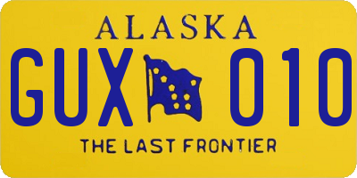 AK license plate GUX010